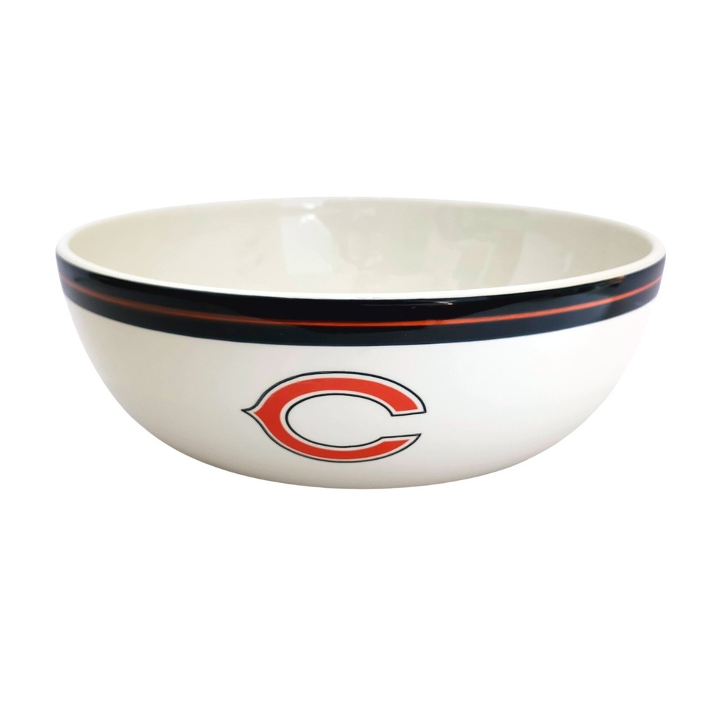 Chicago Bears NFL Ceramic Serving Bowl The Memory Company 2004 Cream Navy Orange
